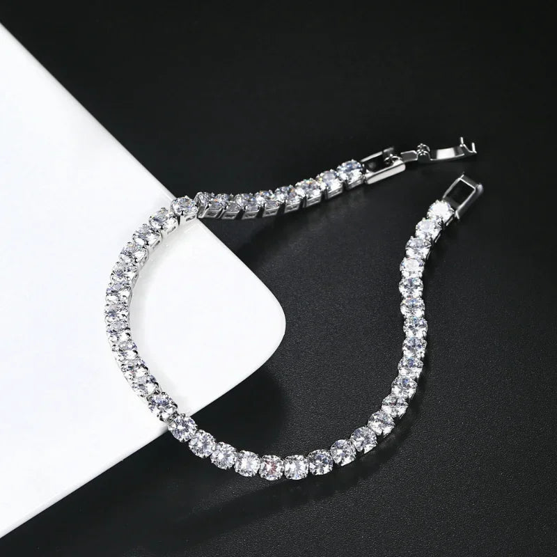 Luxury Hiphop Iced Out 4Mm Cubic Zirconia Crystal Tennis Bracelets 