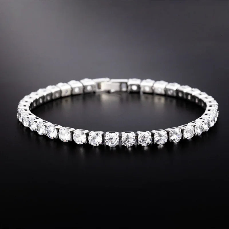 Luxury Hiphop Iced Out 4Mm Cubic Zirconia Crystal Tennis Bracelets 
