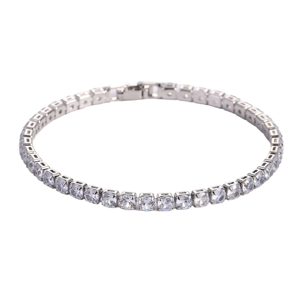 Luxury Hiphop Iced Out 4Mm Cubic Zirconia Crystal Tennis Bracelets 