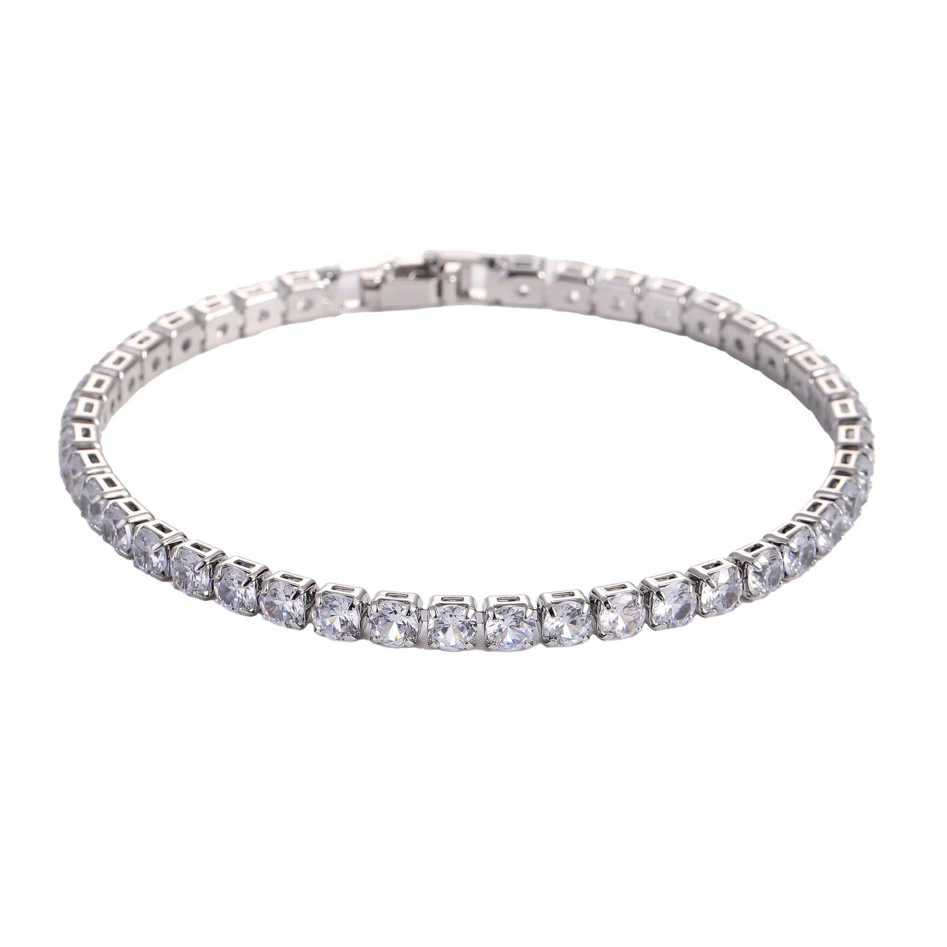 Luxury Hiphop Iced Out 4Mm Cubic Zirconia Crystal Tennis Bracelets 
