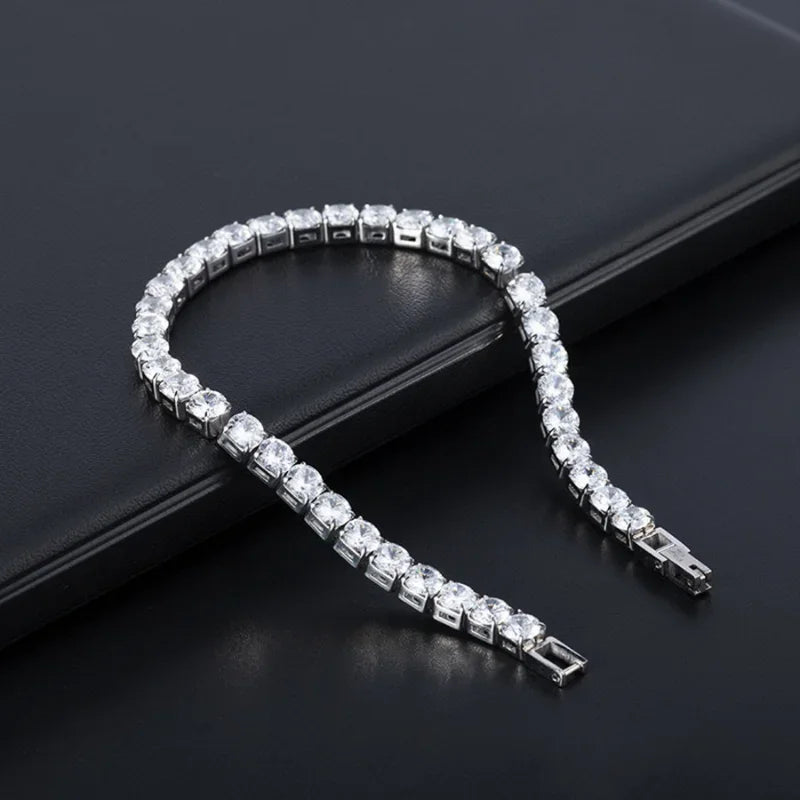 Luxury Hiphop Iced Out 4Mm Cubic Zirconia Crystal Tennis Bracelets 