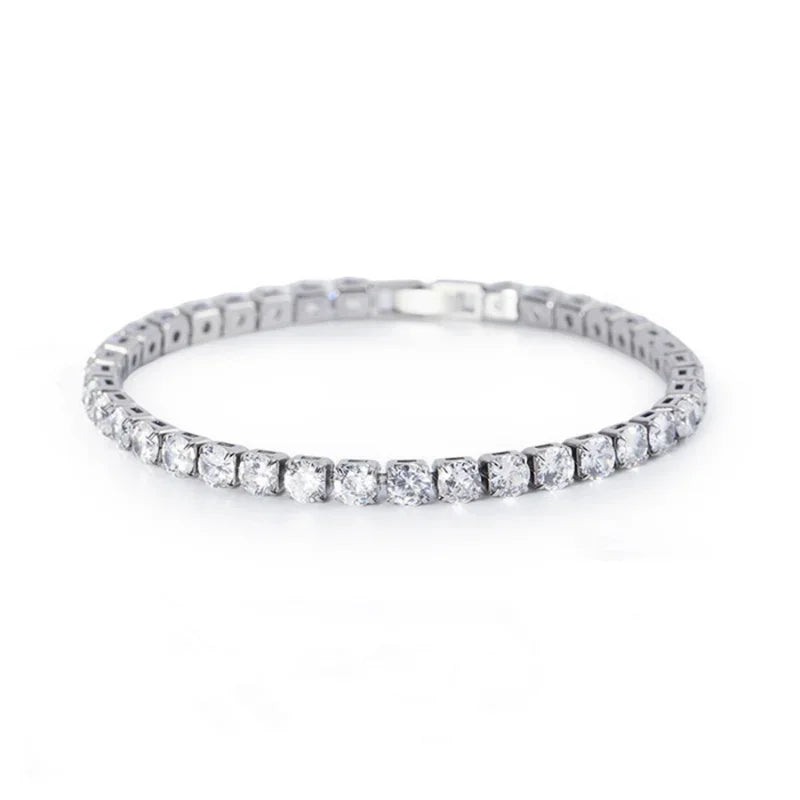Luxury Hiphop Iced Out 4Mm Cubic Zirconia Crystal Tennis Bracelets 